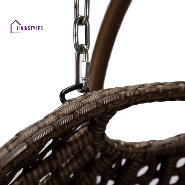 Longo Double Seater Hanging Swing With Stand For Balcony Garden Swing (Brown) - Swings