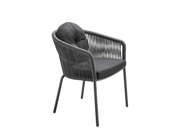 Pumpa Outdoor Patio Seating Set 4 Chairs and 1 Table Set (Black) Braided & Rope