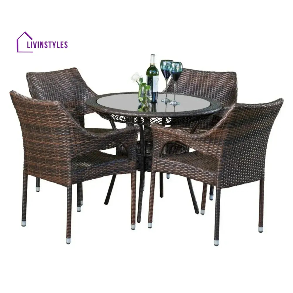 Lopamudra Outdoor All-Weather Resistant Rattan Wicker 5-Piece Dining Set - Dining Set