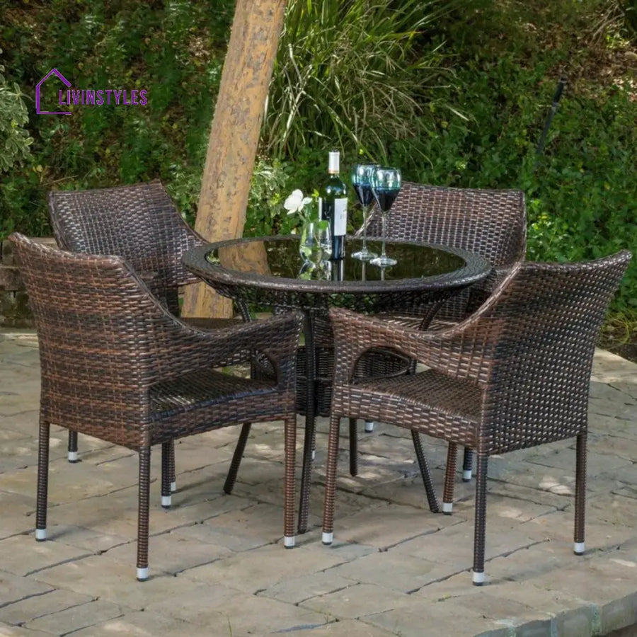 Lopamudra Outdoor All-Weather Resistant Rattan Wicker 5-Piece Dining Set - Dining Set