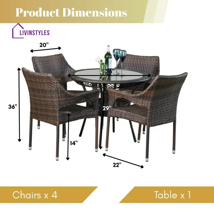 Lopamudra Outdoor All-Weather Resistant Rattan Wicker 5-Piece Dining Set - Dining Set