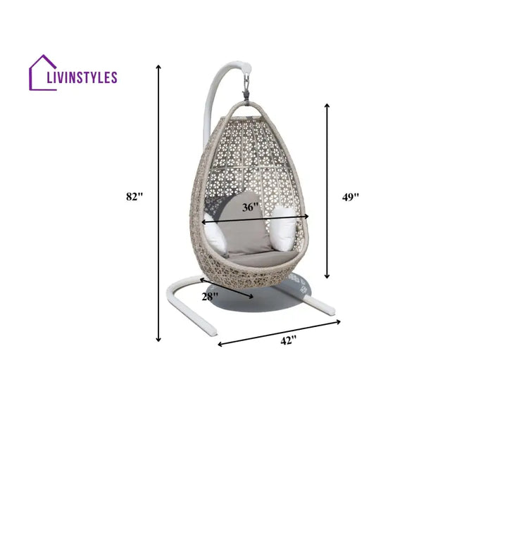 Lorenzo Single Seater Hanging Swing With Stand For Balcony Garden Swing (Silver) - Swings