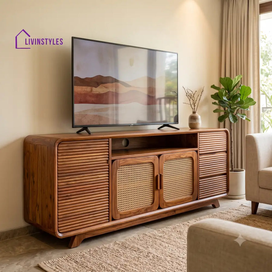 Lorette Solid Sheesham Wood Tv Unit for Living Room | Tv Cabinet | Tv Console Unit