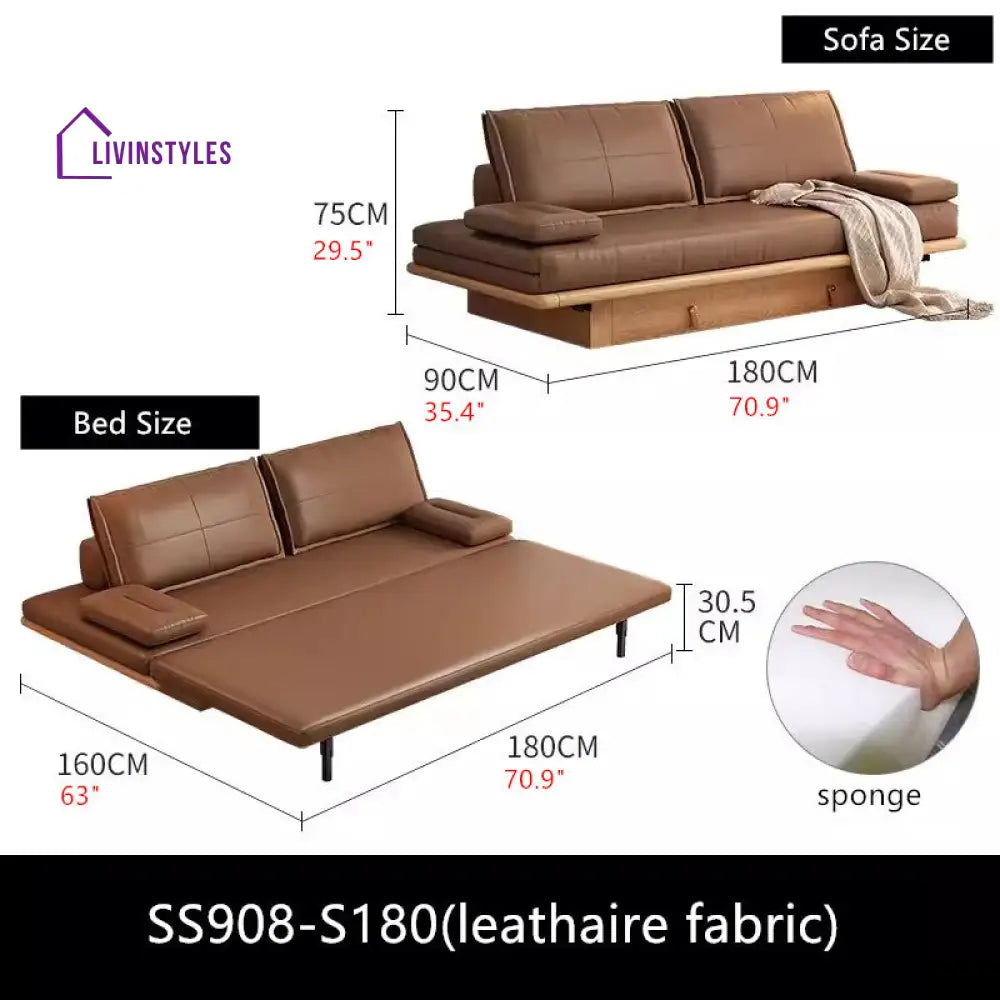 Tatami Pull Out Sofa Bed With Underneath Storage Drawers S180 / BROWN(LEATHAIRE FABRIC) SOFA BED