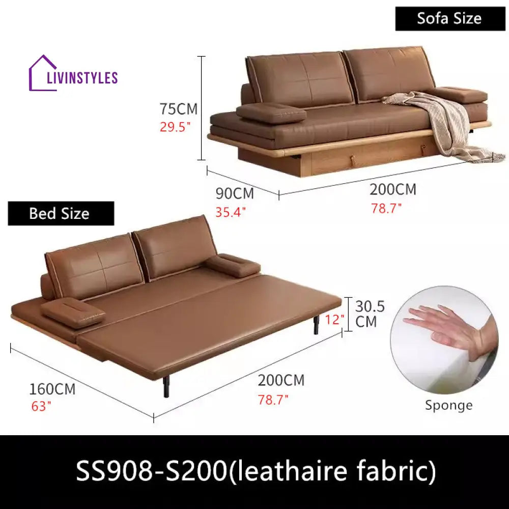 Tatami Pull Out Sofa Bed With Underneath Storage Drawers S200 / BROWN(LEATHAIRE FABRIC) SOFA BED