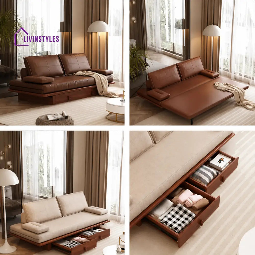 Lotte Pull Out Sofa Come Bed With Underneath Storage Drawers - SOFA BED