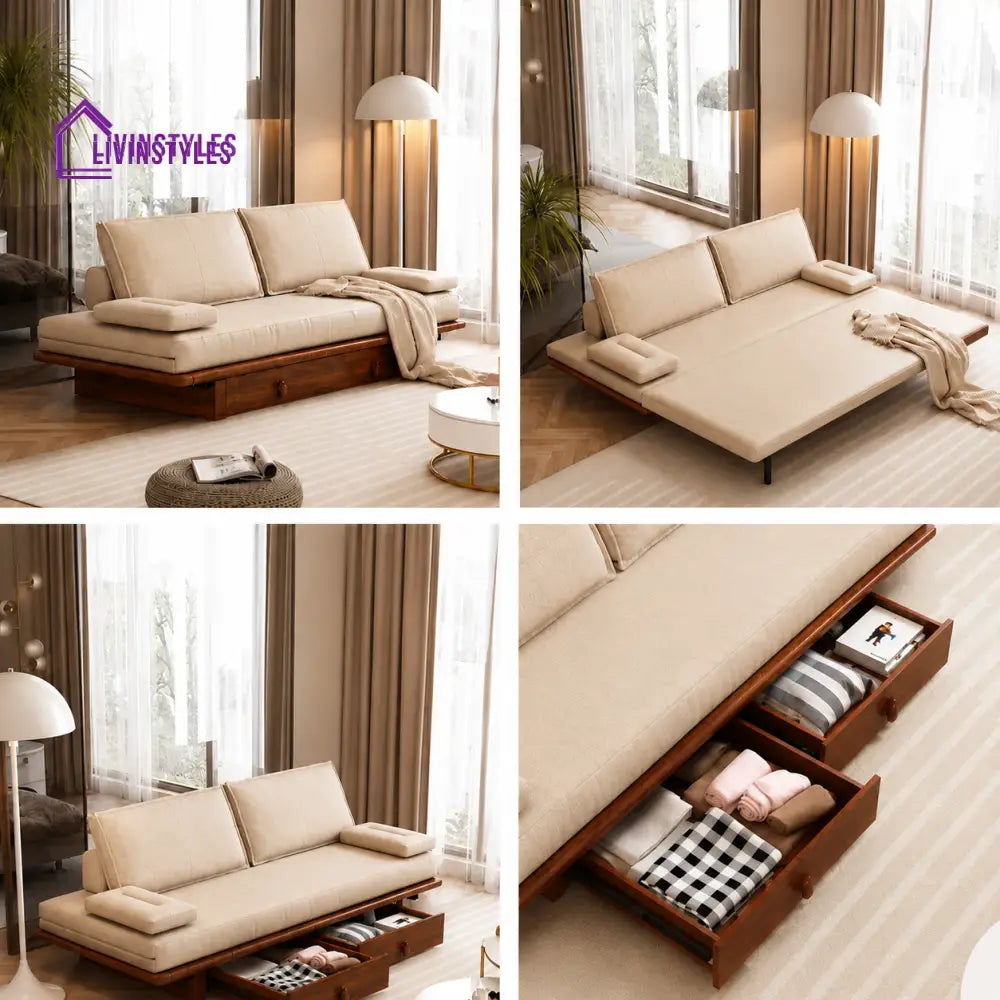 Lotte Pull Out Sofa Come Bed With Underneath Storage Drawers - SOFA BED
