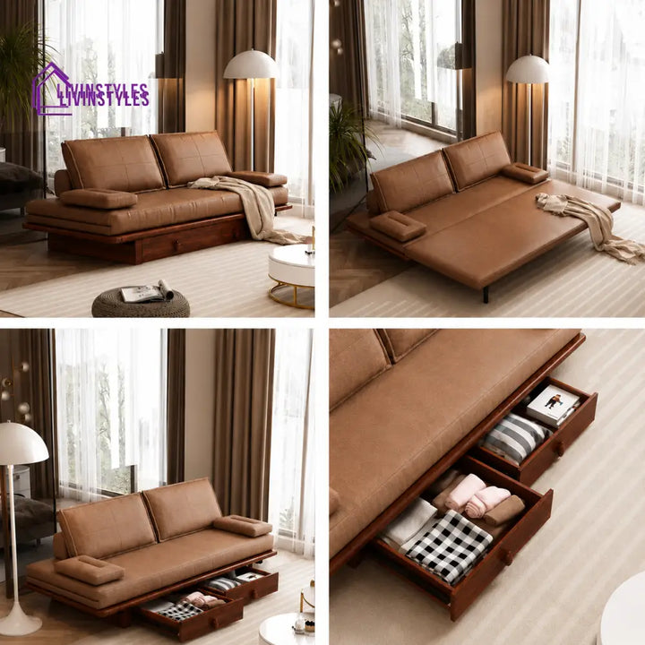 Lotte Pull Out Sofa Come Bed With Underneath Storage Drawers - SOFA BED