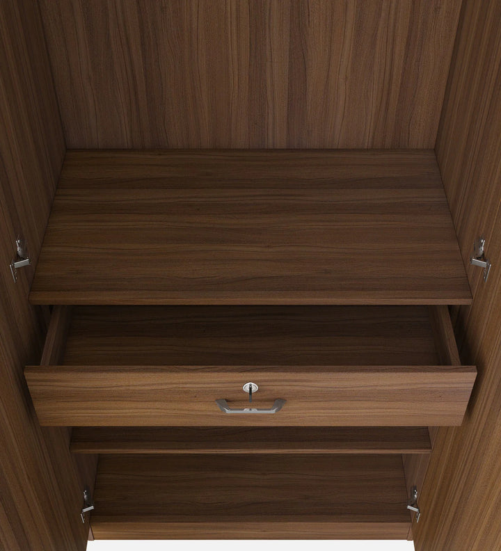 Omkarwood Lotus 2-Door Wardrobe with Loft & Drawer – Exotic Teak Finish