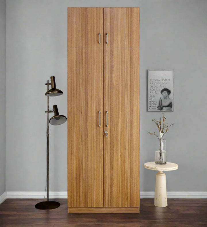 Omkarwood Lotus 2-Door Wardrobe with Loft & Drawer – Exotic Teak Finish