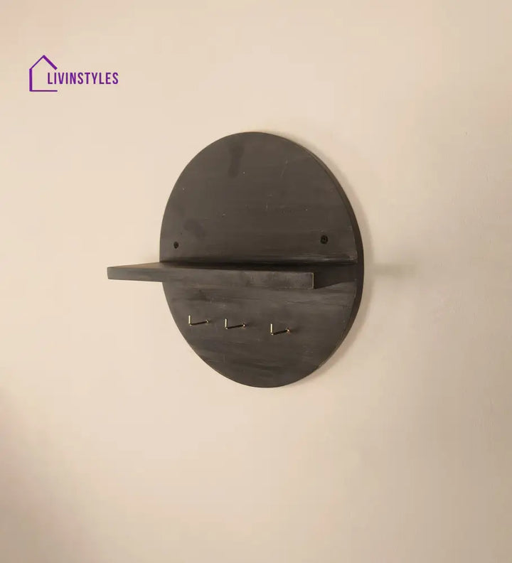 Lotus Wooden Wall Shelf Organiser With Key Holders
