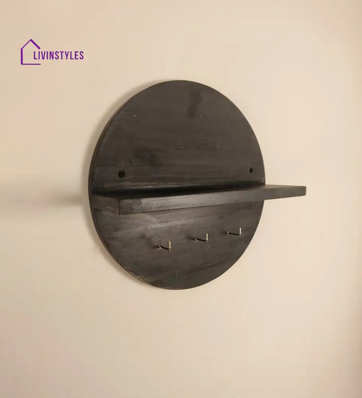 Lotus Wooden Wall Shelf Organiser With Key Holders