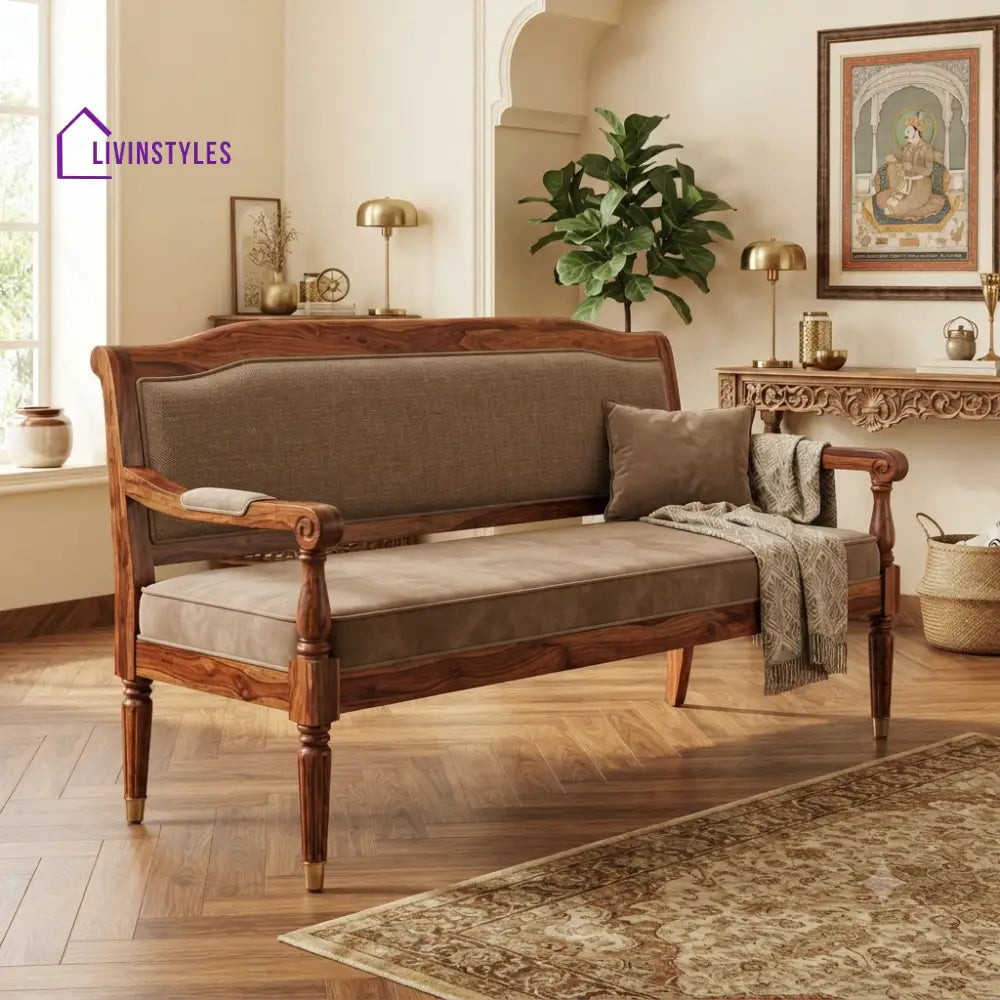 Lotuss Wooden Bench for Living Room | Bedroom | Extra Seating
