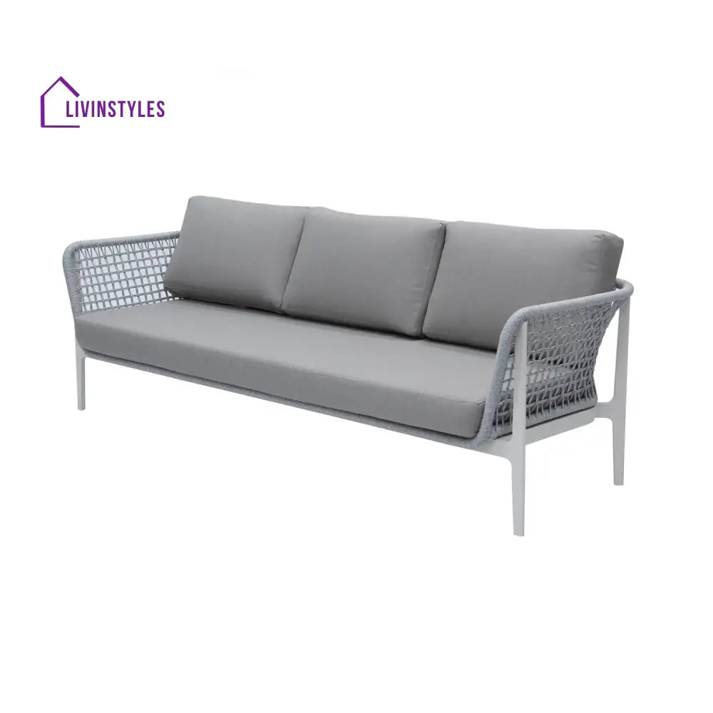 Louella Outdoor Garden Balcony Sofa Set 5 Seater 1 Single seater and 1 Center Table Set Braid & Rope(Grey) - Sofa Sets