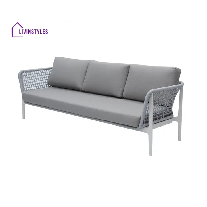 Louella Outdoor Garden Balcony Sofa Set 5 Seater 1 Single seater and 1 Center Table Set Braid & Rope(Grey) - Sofa Sets