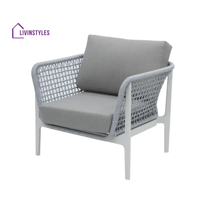 Louella Outdoor Garden Balcony Sofa Set 5 Seater 1 Single seater and 1 Center Table Set Braid & Rope(Grey) - Sofa Sets