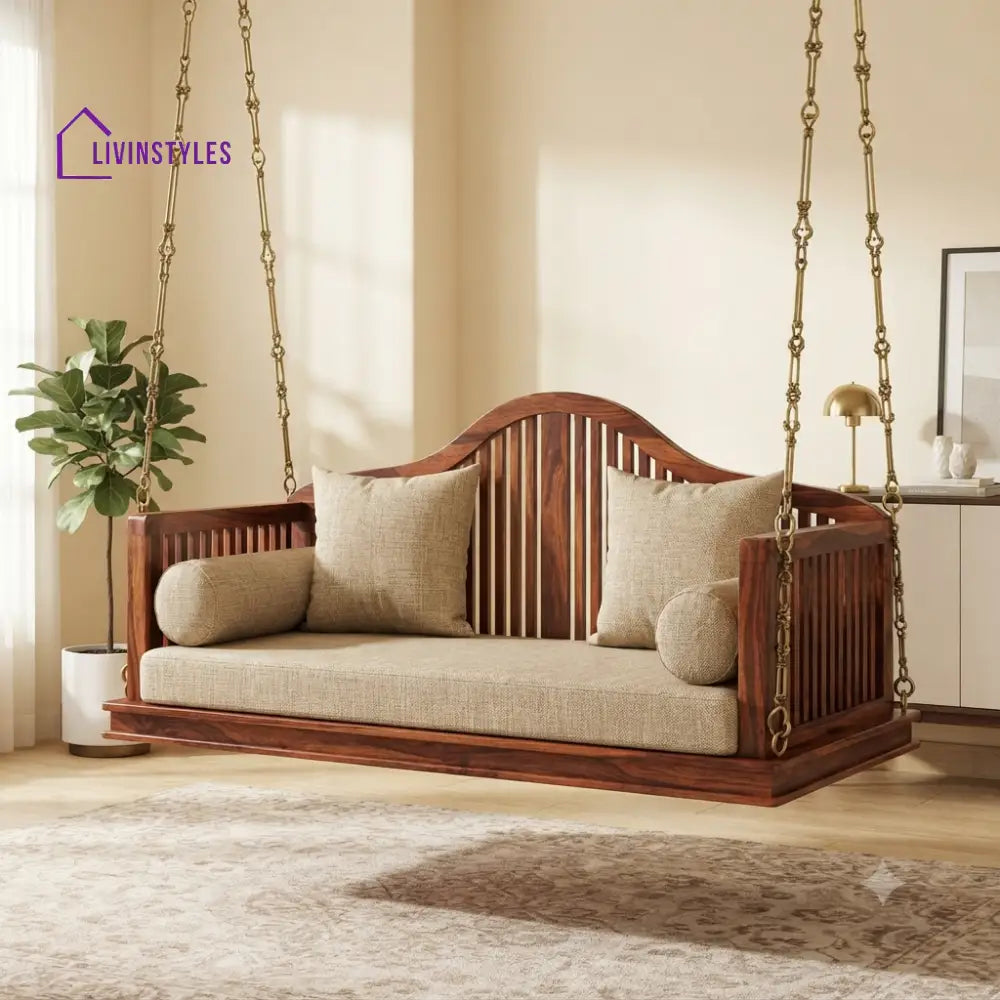 Louis 2 Seater Wooden Swing for Home | Wooden Jhula for home