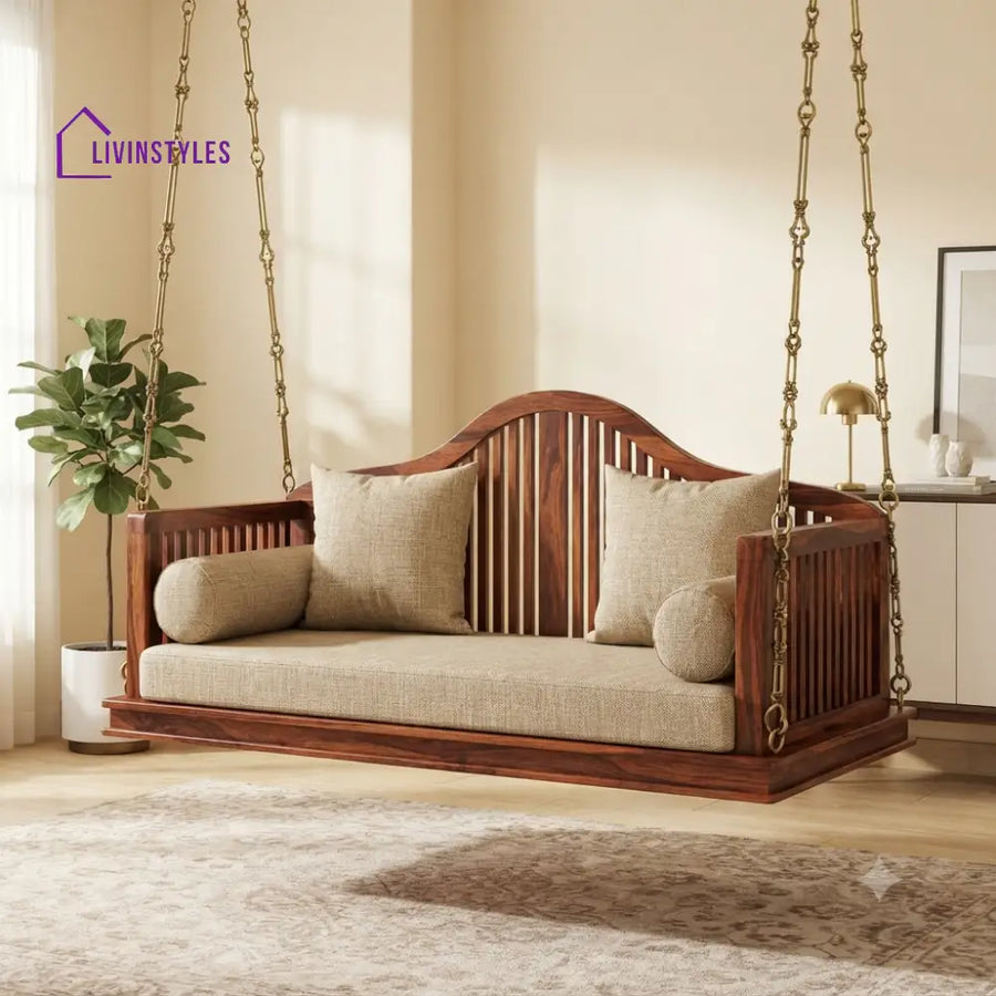Louis 2 Seater Wooden Swing for Home | Wooden Jhula for home