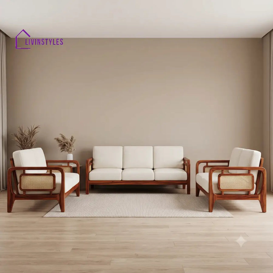 Louis Premium Wooden Sofa Set for Living Room | 3 + 1 + 1 Seater Sheesham Wood Sofa Set