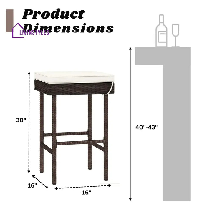 Lourdes 2-Piece Rattan Wicker Patio Bar Stools - Bar Chairs