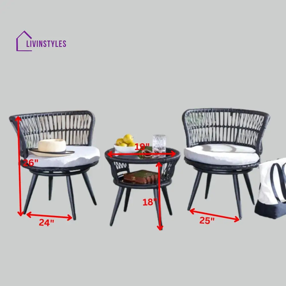 Lourdes Outdoor Patio Seating Set 2 Chairs and 1 Table Set - Coffee Table Sets