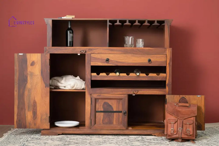 Lourdes Sheesham Wood Classic Bar Cabinet Bar Cabinet