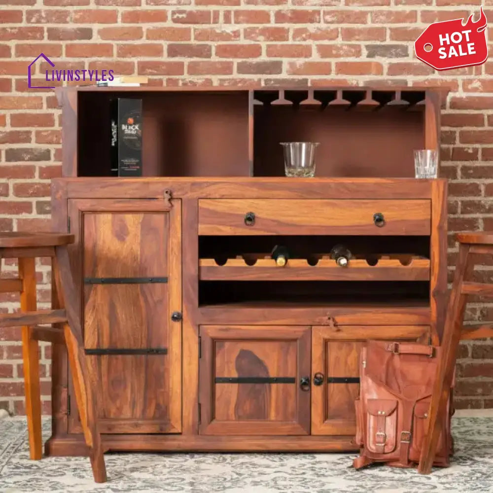 Lourdes Sheesham Wood Classic Bar Cabinet Bar Cabinet
