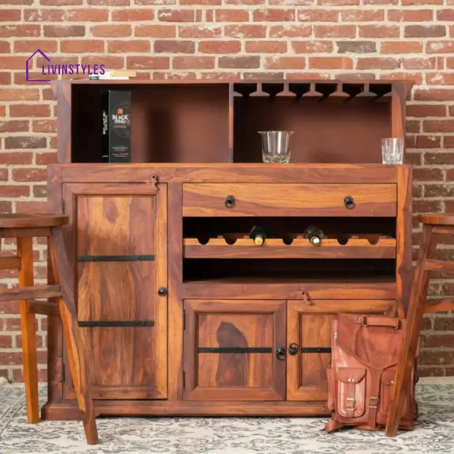 Lourdes Sheesham Wood Classic Bar Cabinet Bar Cabinet