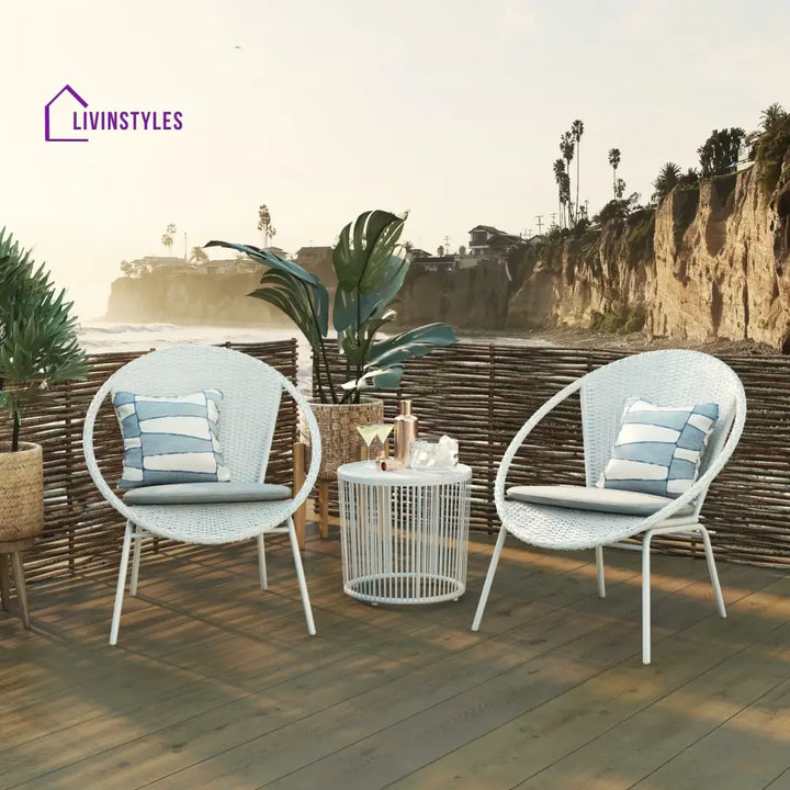 Loving Outdoor Patio Seating Set 2 Chairs and 1 Table Set (White) - Coffee Table Sets