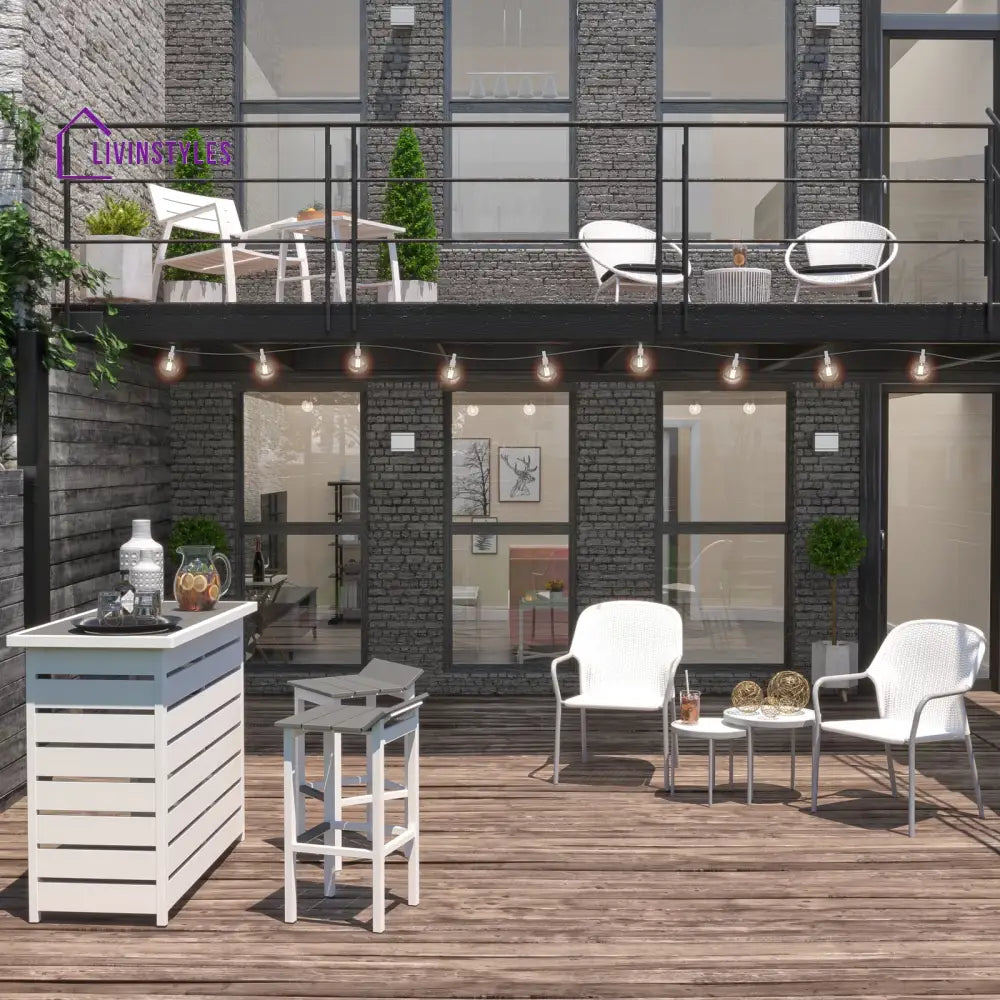 Loving Outdoor Patio Seating Set 2 Chairs and 1 Table Set (White) - Coffee Table Sets