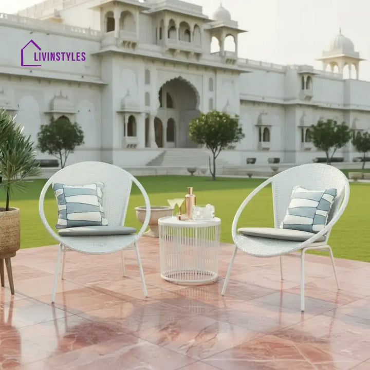 Loving Outdoor Patio Seating Set 2 Chairs and 1 Table Set (White) - Coffee Table Sets