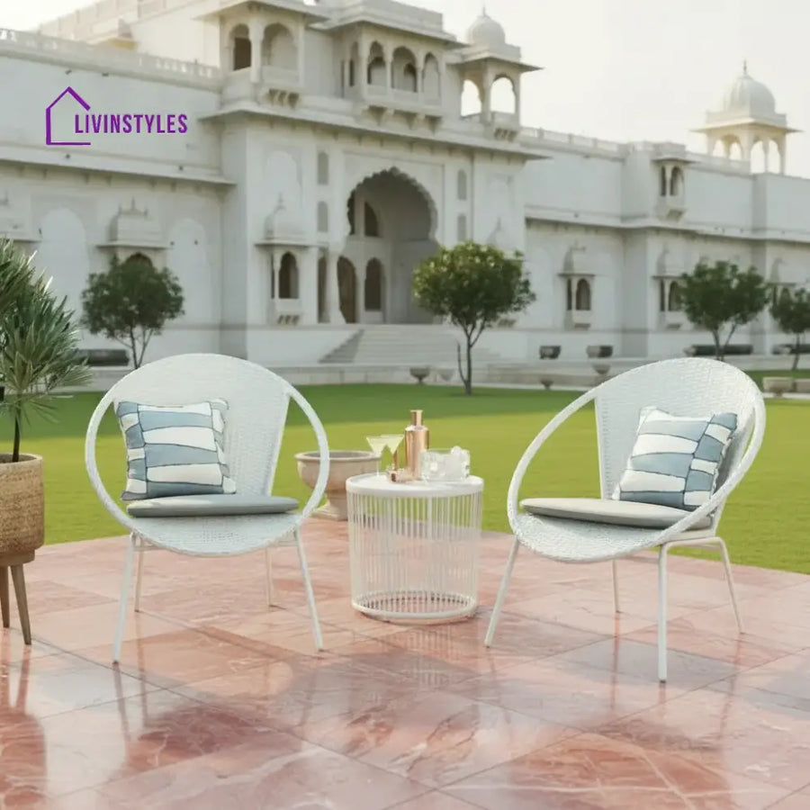 Loving Outdoor Patio Seating Set 2 Chairs and 1 Table Set (White) - Coffee Table Sets