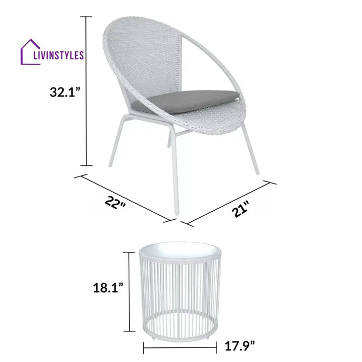 Loving Outdoor Patio Seating Set 2 Chairs and 1 Table Set (White) - Coffee Table Sets