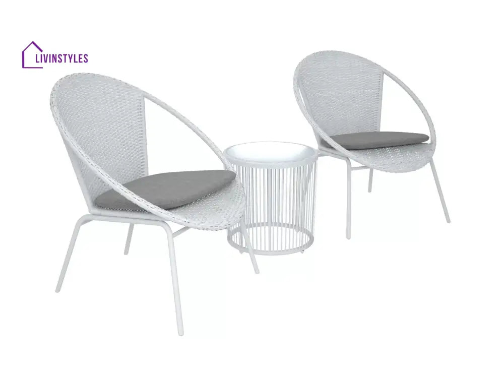Loving Outdoor Patio Seating Set 2 Chairs and 1 Table Set (White) - Coffee Table Sets