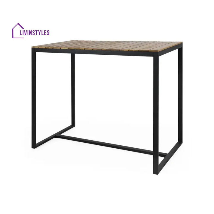 Lubna Outdoor Bar Table With Wooden Top - Bar Table