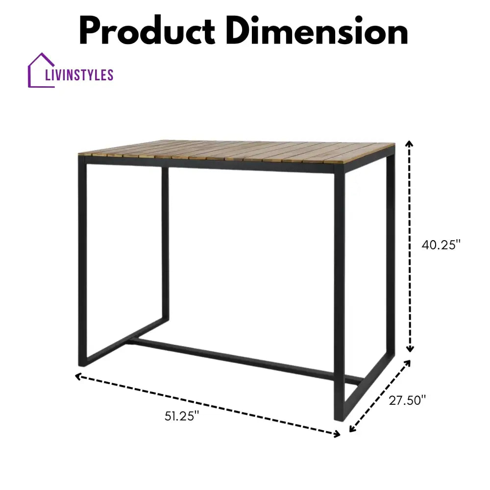 Lubna Outdoor Bar Table With Wooden Top - Bar Table
