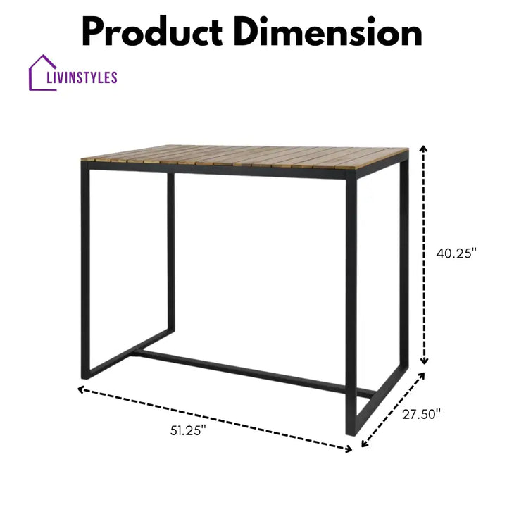 Lubna Outdoor Bar Table With Wooden Top - Bar Table
