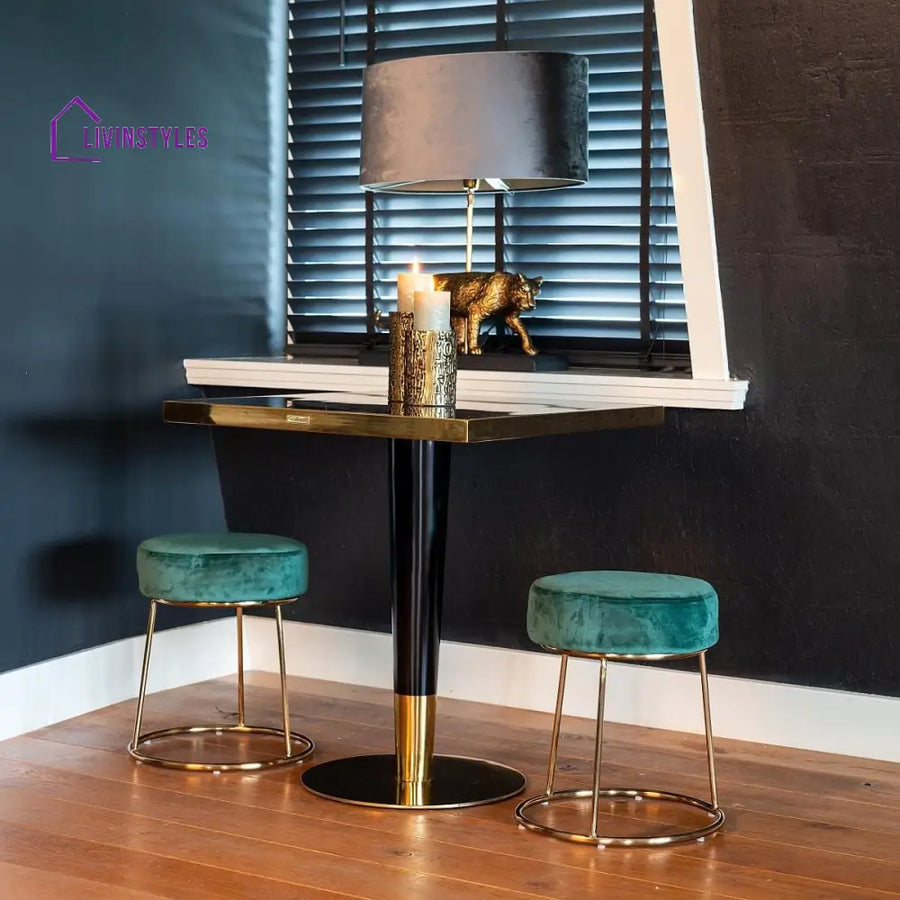 Lubomira Square Dining Table Black Marble Look Glass Top Gold Dining Room / Dining Tables