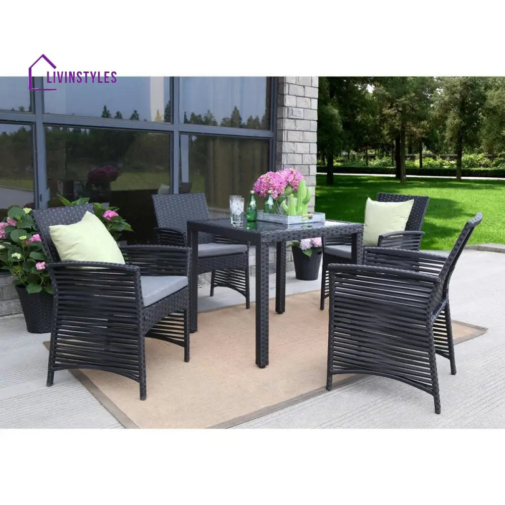 Luca Outdoor Patio Dining Set 4 Chairs and 1 Table (Black) - Dining sets