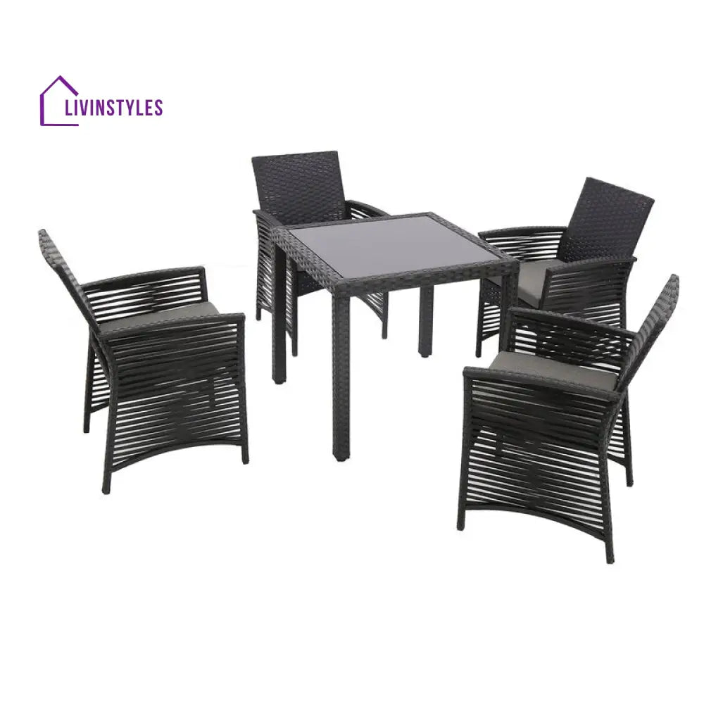 Luca Outdoor Patio Dining Set 4 Chairs and 1 Table (Black) - Dining sets