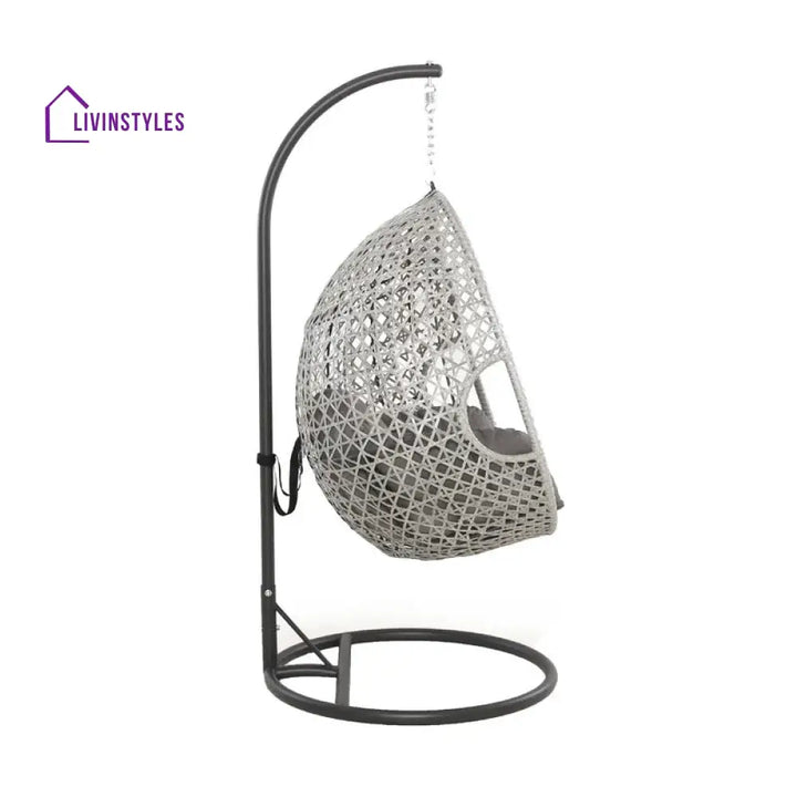 Luca Single Seater Hanging Swing With Stand For Balcony Garden Swing (White) - Swings