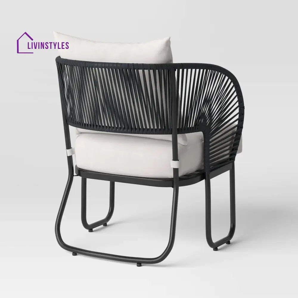Lucas Outdoor Sofa Set 2 Seater 2 Single seater and 1 Center Table Set (Black) Braided & Rope - Sofa Sets