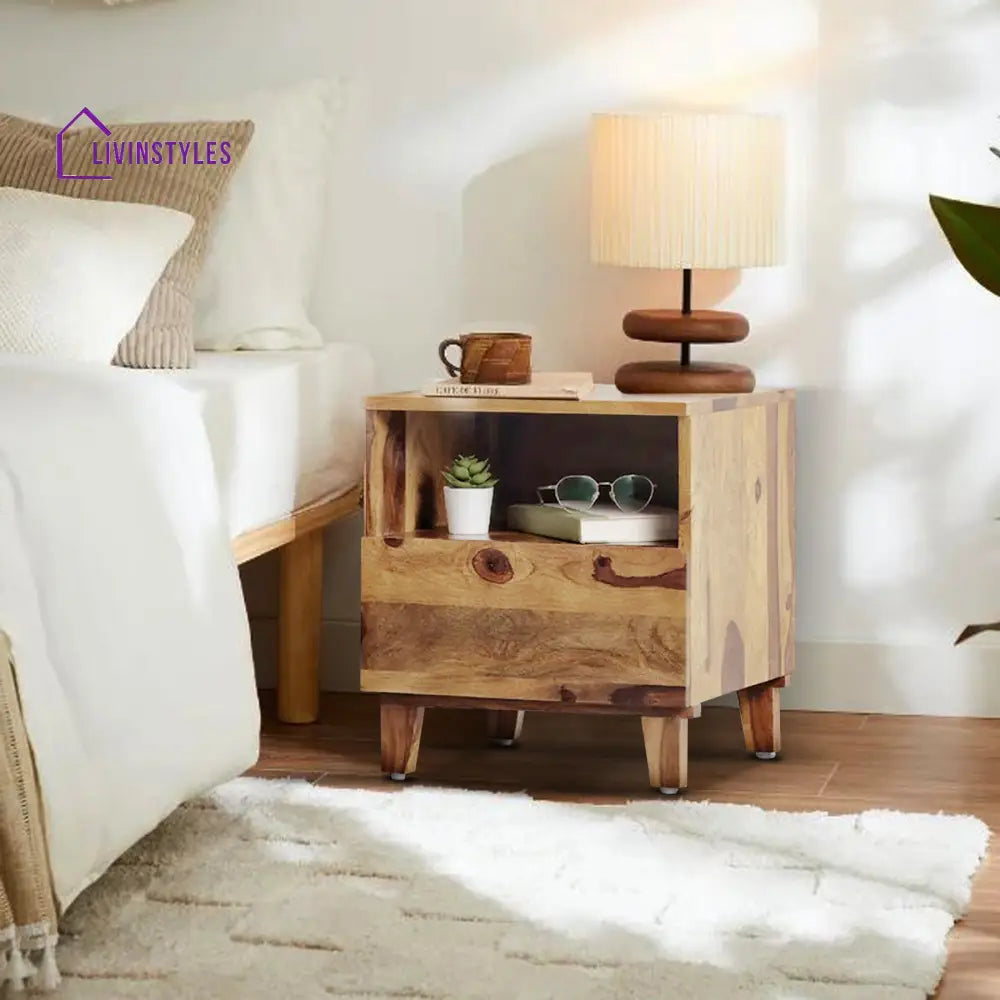 Shashwat Solid Wood Bedside Tables Natural Bedroom Furniture Sets