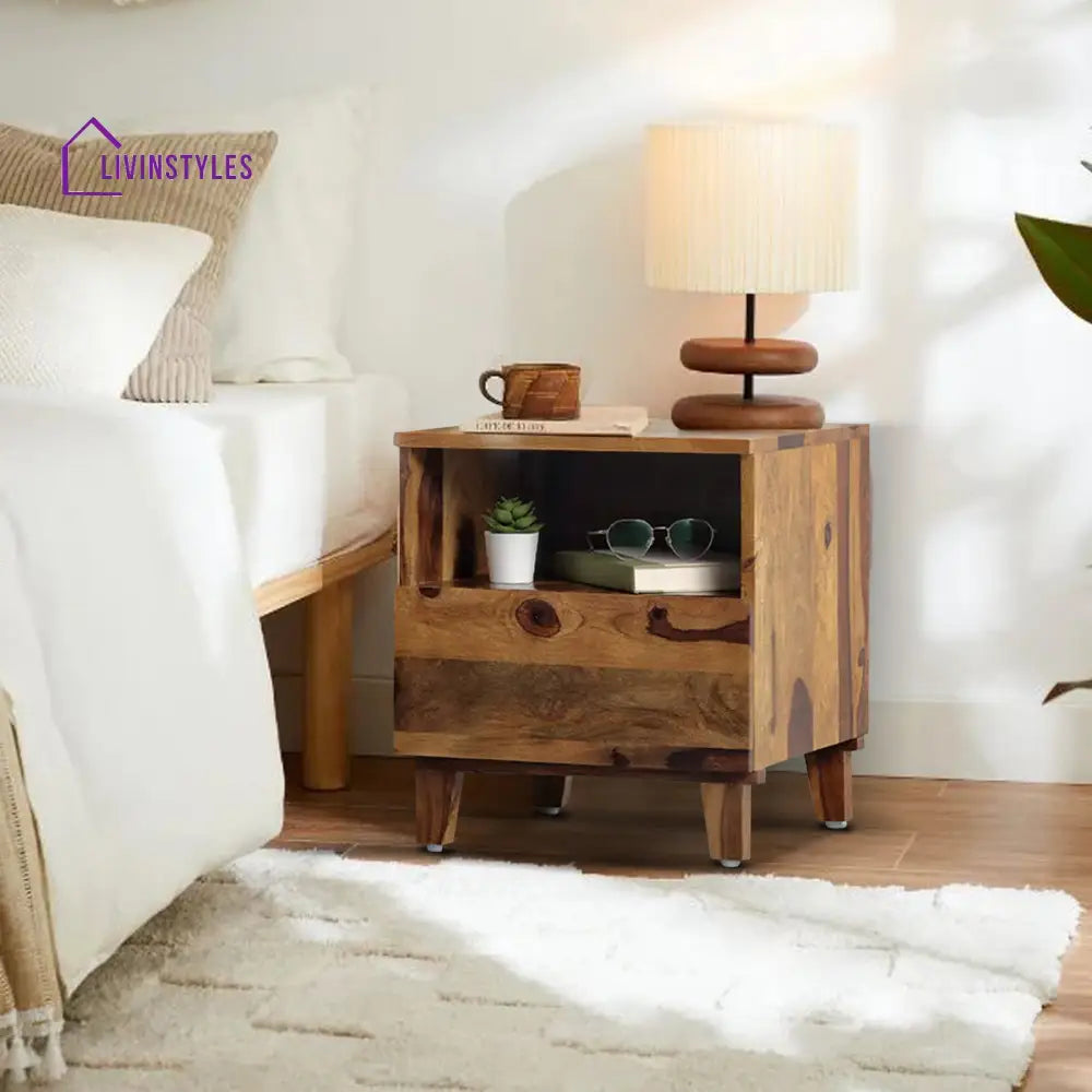 Shashwat Solid Wood Bedside Tables Teak Bedroom Furniture Sets