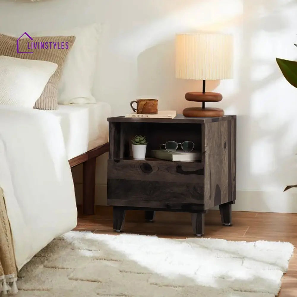 Shashwat Solid Wood Bedside Tables Walnut Bedroom Furniture Sets
