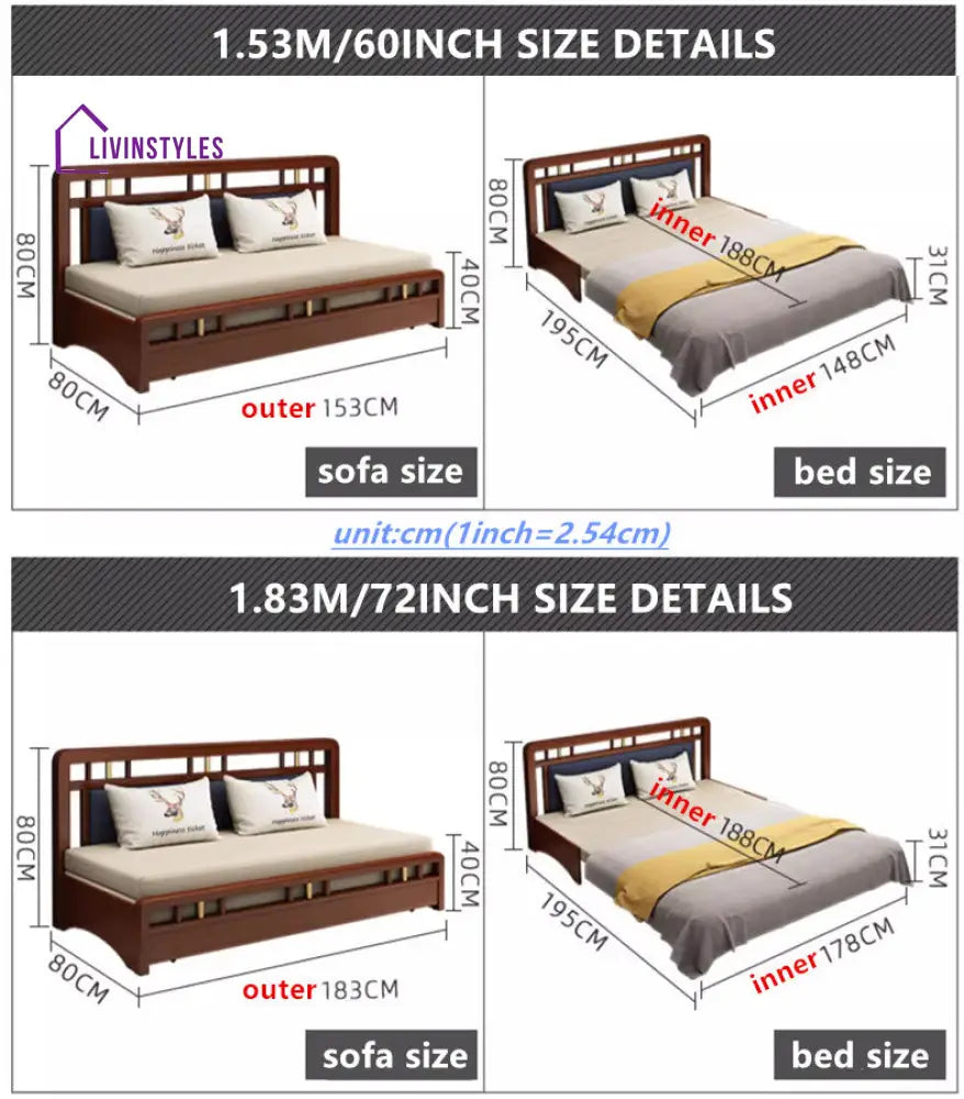 Solid Wood Frame Pull Out Sleeper Sofa Bed with Underneath Storage 1.53M/60INCH / BEIGE sofa bed with underneath storage