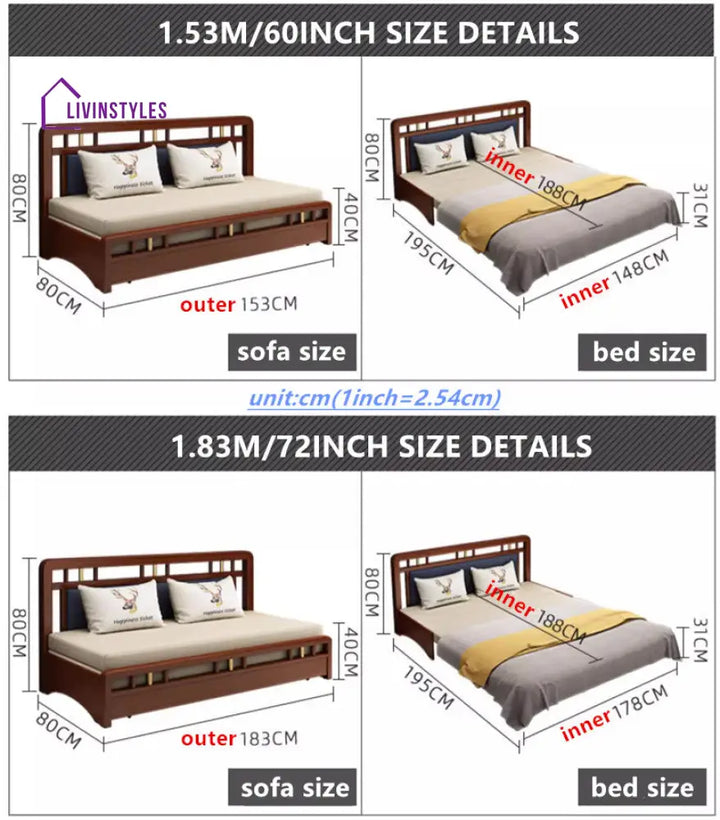Solid Wood Frame Pull Out Sleeper Sofa Bed with Underneath Storage 1.53M/60INCH / BEIGE sofa bed with underneath storage