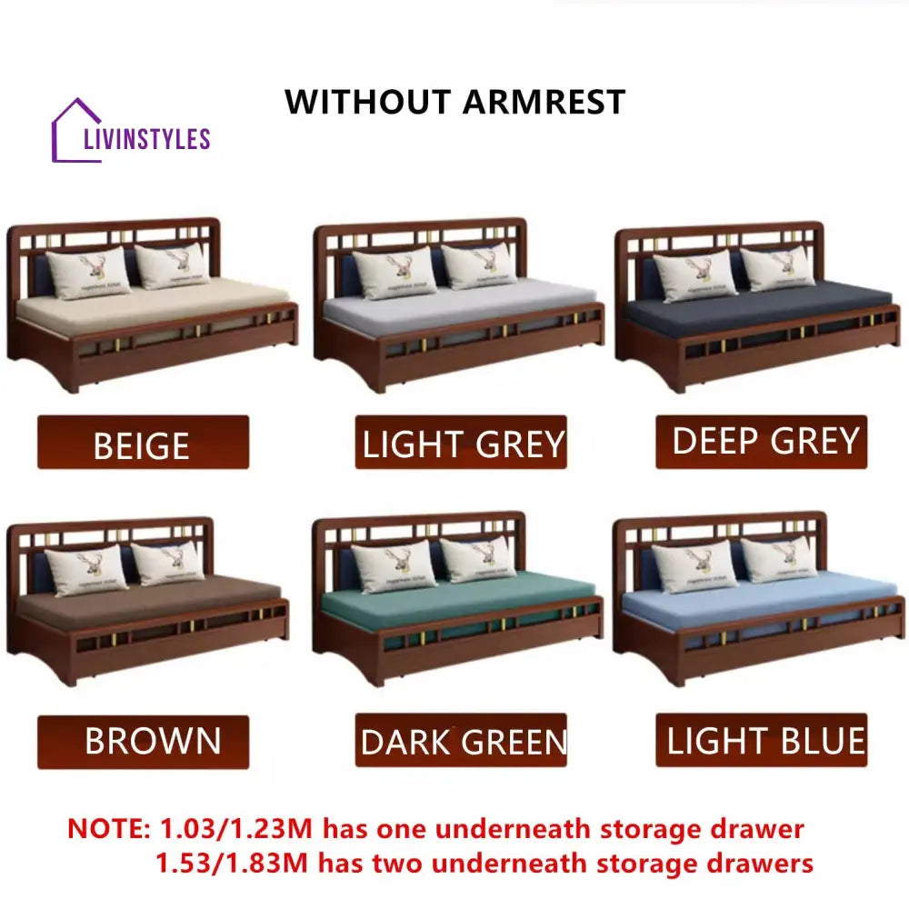 Solid Wood Frame Pull Out Sleeper Sofa Bed with Underneath Storage 1.03M/40INCH / LIGHT GREY sofa bed with underneath