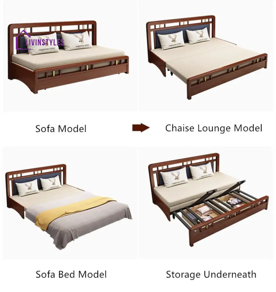 Solid Wood Frame Pull Out Sleeper Sofa Bed with Underneath Storage sofa bed with underneath storage