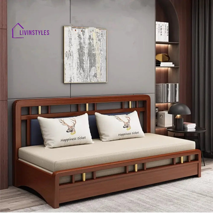 Solid Wood Frame Pull Out Sleeper Sofa Bed with Underneath Storage sofa bed with underneath storage